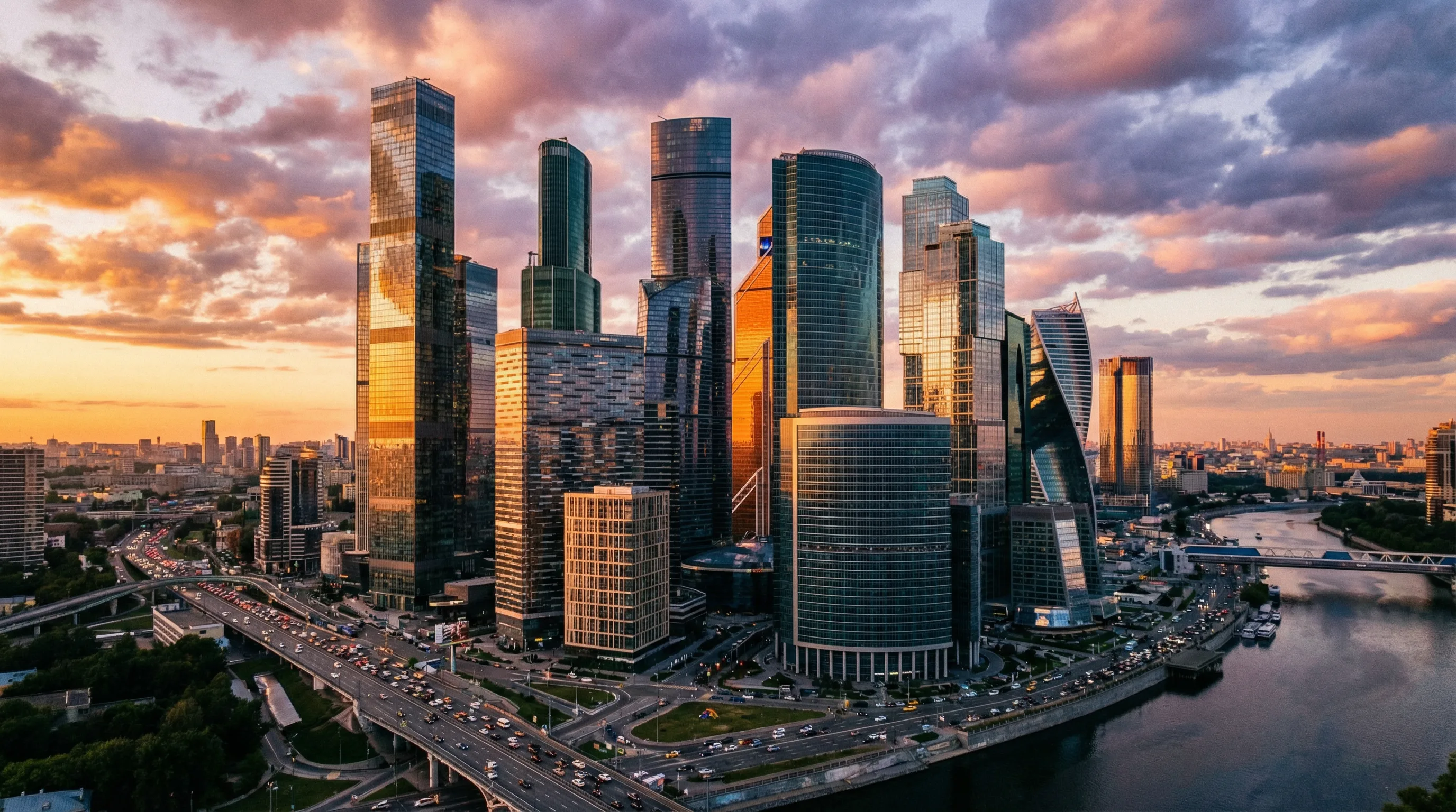 妖精视频精选视频 - 都市黄昏航拍全景